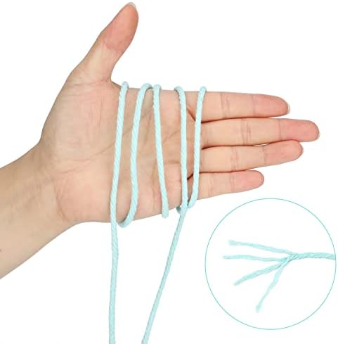 jijAcraft Macrame Cord,3mm x 328 Feet Cotton Macrame Cord,Colored Cotton Cord Macrame Supplies,Macrame Rope Craft Twine String for Macrame & Knitting,Plant Hangers,Wall Hanging,Craft (Sky Blue)