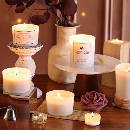 Forsted White Candle Jars with Lids, 16 Pcs Containers for Making Candles