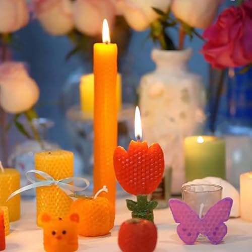 Phinicco 12 Colors 8" X 10" Beeswax Sheets for Rolling Candle Beeswax Sheets for Candle Rolling Kit Candle Making Kit 12 pcs Multicolored