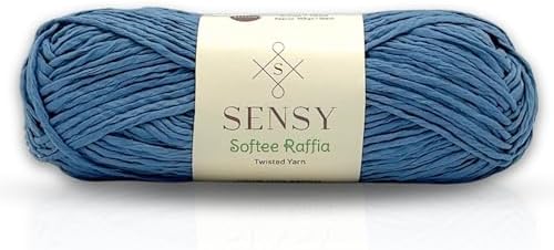 S Sensy Softee Raffia - Polyester Raffia #4 Medium Yarn Blue 109 Yards 4 oz