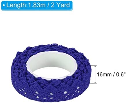 PATIKIL 0.6" Wide 2 Yards Self-Adhesive Lace Tape Lace Ribbon, 3 Pack Cotton Washi Trim Stickers Masking for Craft Scrapbooking DIY Card Making, Sapphire