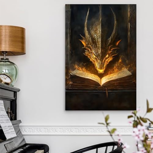 GOUOYANA Dragon Diamond Art Kits for Adults, Full Drill Book Dragon Diamond Painting Kits for Beginners, DIY Full Rhinestone 5D Diamond dots (Gemstone Craft), Home Wall Decoration (12x16 inch)