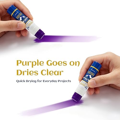 Upgrade Office Supply Glue Sticks, 6g, 30 Count, Purple Goes On Dries Clear