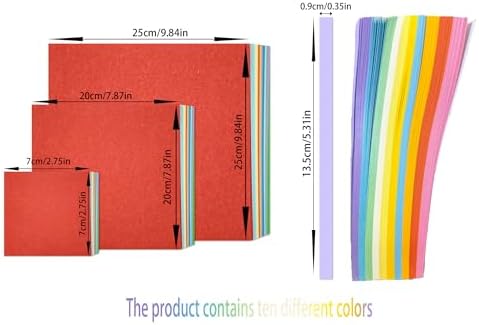 840 Pcs Origami Paper, Stars Colorful Strips Square Paper Double Sided Colored Paper Artistic Designing Gift (840)
