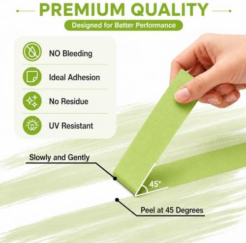 Light Green Masking Tape 1 Inch Wide, 3 Rolls Painters Tape 1 inch x 25 Yds