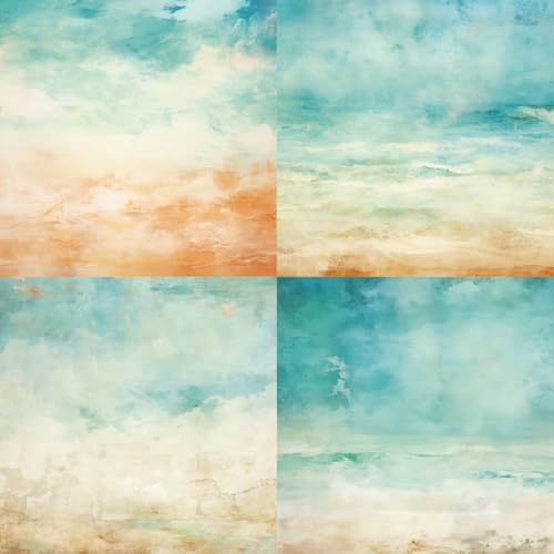 Scrapbook Paper Pad 6x6 Craft Paper Single-Sided Watercolor Seaside Background Beach Ocean Theme, Wedding, Birthday Party Decoration Sheets 24