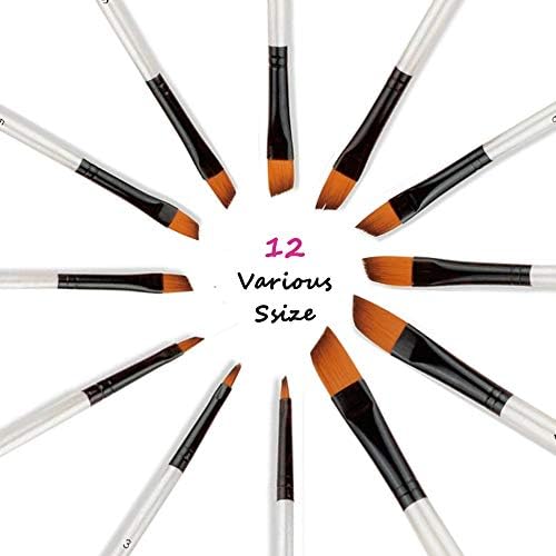 Artist Paint Brushes Set, 12pcs Professional Angular Paintbrushes for Acrylic Watercolor Oil Painting, Face Body Nail Art, Crafts, Canvas, Rock, Shoes, Paint by Number, Miniature Model & Fine Detail