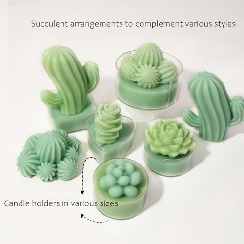 EuTengHao Succulent Resin Mold 3D Silicone Plant Flower Mold with Candle Cups Candle Wicks for Epoxy Resin Wax Clay Casting Home Decor, Garden Crafts, DIY Art Projects