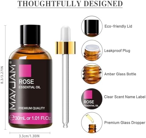 MAYJAM Rose Essential Oil for Diffuser Soap Candle Making, 1.01fl.oz