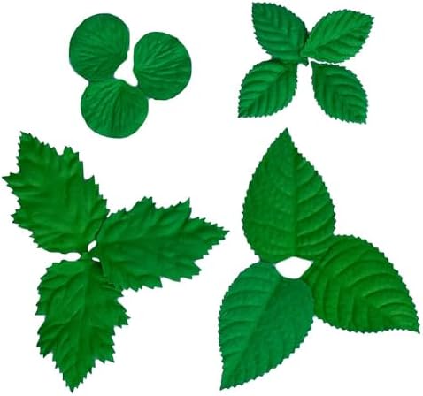 50 Pcs Handmade Mixed Mulberry Paper Rose,Maple,Sunflowers,Hydrangeas,Lotus Leaves Scrapbooking Wedding DIY Craft Supplies Card Artificial Leave (Mixed Leaves Green Color)