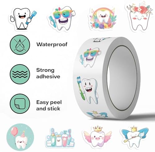 500Pcs Tooth Fairy Stickers Waterproof Vinyl Labels