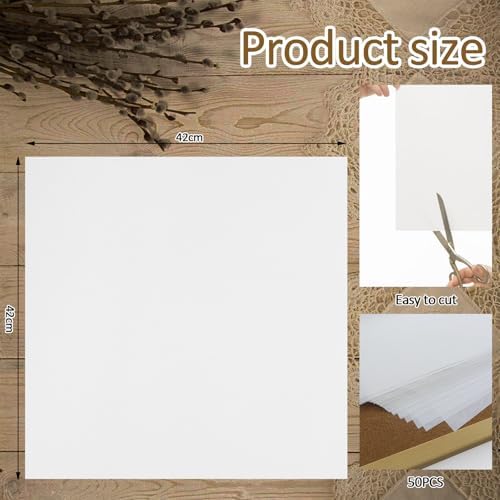CXIIPOL 50 Sheets Artist Teabag Paper, 16.54×16.54 inches Teabag Paper, Mixed Media Paper, Handmade Wet Strength Tissue Paper for Printmaking, Painting DIY, Origami