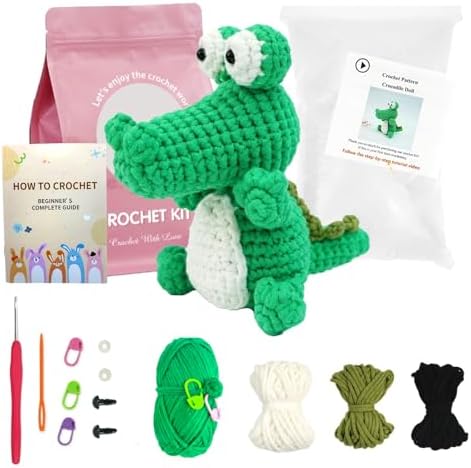minimal beee Crocodile Crochet Kit for Beginners Easy Yarn Video Tutorials