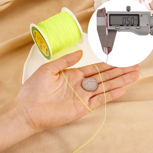 150 Yards 0.5mm Braided Nylon Crafting Thread Chinese Knotting Beading String Macrame Cord Rope for Necklace Bracelet Jewelry Craft Making, Yellow