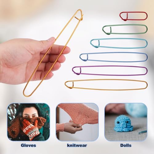12pcs Knitting Stitch Holders, Handy Yarn Stitch Holder (6 Sizes)