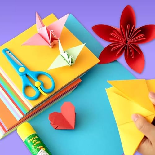 Origami , Colorful Square Origami, DIY Handmade Craft Paper, Origami Paper (100pcs)10-color (15*15cm)