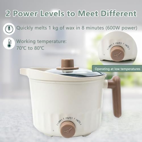 GUILOPOER Wax Melter with Pour Spout, Candle Making Kit for Adult Beginners, 1.5L Large Capacity, for Making Candles and Soaps, Kit Includes Wax Melting Pot(White)