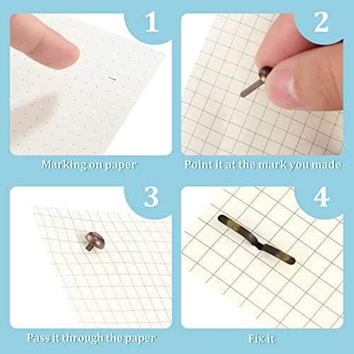 Hotop 500 Pcs Brad for Paper Crafts Metal Paper Fasteners, Red Bronze