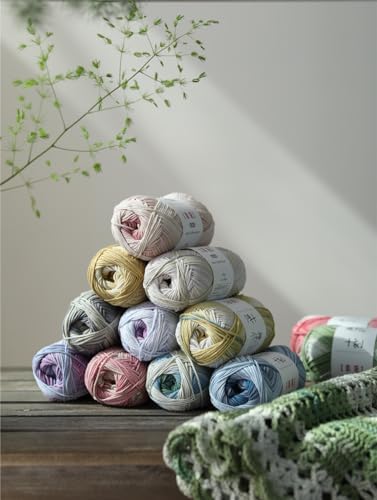 Fine Knitted and Crocheted Cotton Yarn, 100% Long Staple Cotton Yarn Multicolour Gradient Yarn, Infant Sports, 2 Packages 100 g/3.52 oz (50 g/162 yds per Strand)-sc04