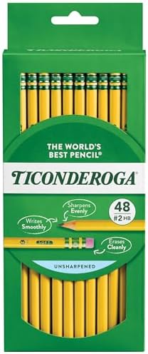 TICONDEROGA Wood-Cased Pencils, Unsharpened, 2 HB Soft, Yellow, 48 Count, 240 Packs, 11520 Total Pencils