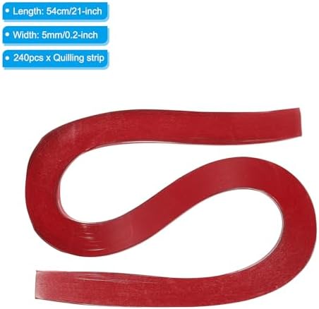 PATIKIL 240pcs Quilling Strips Paper 3/16"(5mm) 21"(54cm) Origami Paper Quilling Strip for Art DIY Hand Craft Christmas, Red