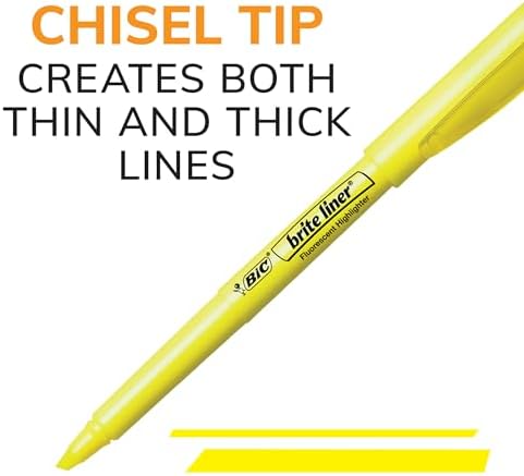 BIC Brite Liner Highlighters, Chisel Tip, 12-Count Pack of Blue Highlighters, Ideal Highlighter Set for Organizing and Coloring (Pack of 3)