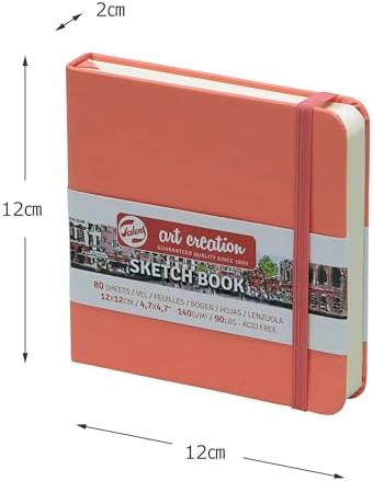 Talens Art Creation Sketchbook, Coral Red, 80 Sheets, 4.7 x 4.7 in