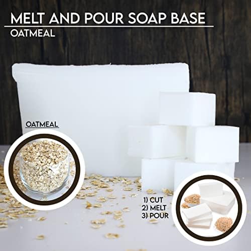 Primal Elements Oatmeal - Moisturizing Melt and Pour Glycerin Soap Base for Crafting and Soap Making, Easy to Cut - 2 Pound