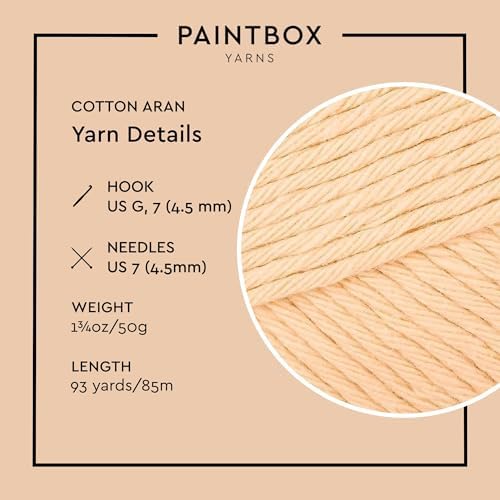 Paintbox Yarns 100% Cotton Aran Yarn 1.76oz / 50g, 93yds / 85m