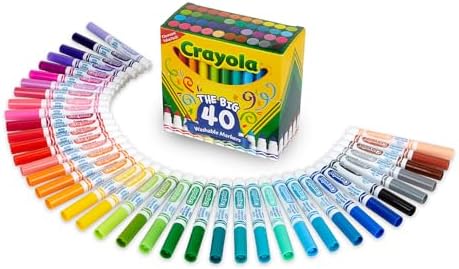 Crayola Ultra Clean Washable Markers (40ct), Teacher School Supplies for Kids, Broad Line Colored Markers, Art Marker Set, Ages 3+