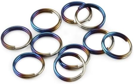10Pcs Titanium Alloy Split Key Rings, Mini Keyrings Keychain, Bluing 12mm