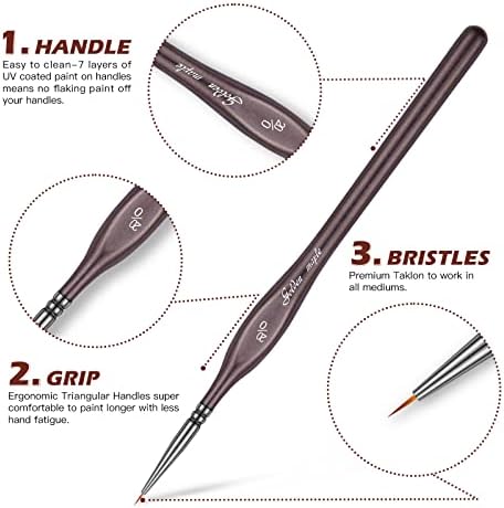 Golden Maple Miniature Paint Brushes, 15PC Model Brushes Micro Detail Paint Brush Set, Fine Detailing for Acrylics, Oils, Watercolors & Paint by Number, Figurine (Brown)