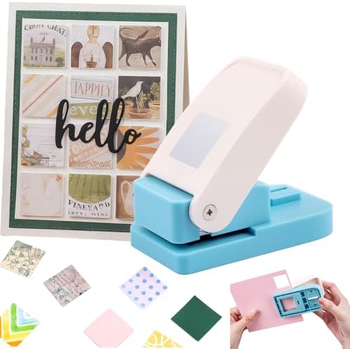 Square Hole Punch, 1 inch Square Punch, Stamp Puncher, Postage Stamp Cutter Hole Puncher, Lever Paper Punches for Crafting Card Making Scrapbook Supplies, DIY Projects, Scrapbooking Cutting Tools