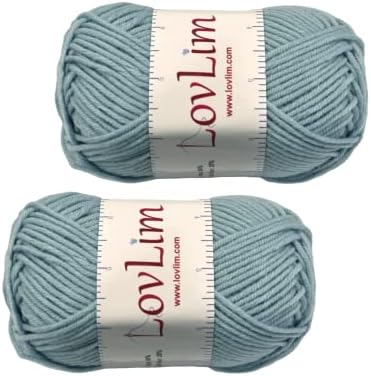 Yarn Pack, 2 skeins of 50g Each, Soft Cotton Yarn for Crochet and Knitting, Craft DK Amigurumi Yarn (Light Baby Blue)