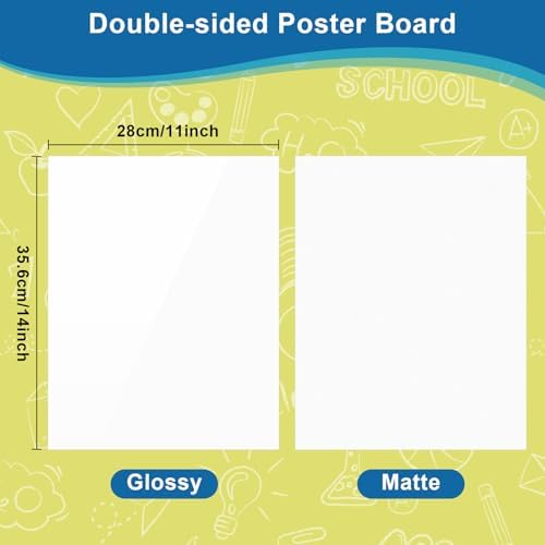 50 Pcs Poster Board 11" x 14" White Paper Bulk, ROOKEA 250GSM Vision Boards Poster Paper for School Arts Craft Projects Drawing Display Office Vision Supplies