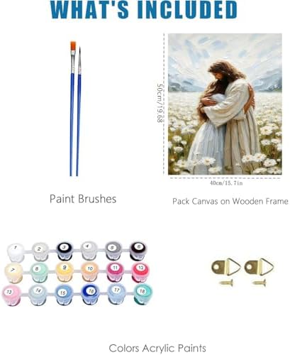 Jesus Paint by Numbers Kit for Adults Framed Canvas 16X20 in, Frameworkless