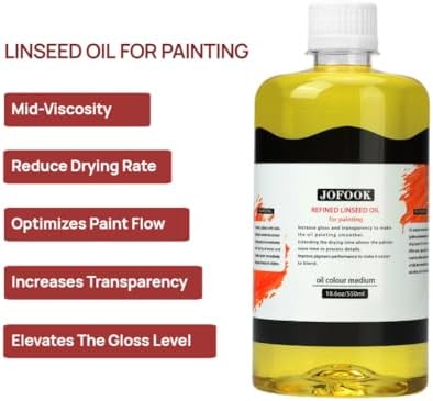 JOFOOK Refined Linseed Oil 550ml – Thinner Medium for Oil Paintings & Art