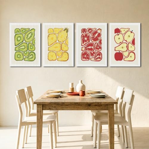 DOTSOPS 4Pcs Fruit Slices Diamond Painting Kits for Adults Round Full Drill