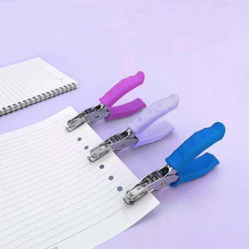 Single Hole Punch Paper Hole Puncher for Crafts, Hole Punch for Kids and Adults, Hole Punchs with Purple Soft Grip Handle, Handheld Circle Punch for Paper Crafts in Home, Office, Classroom, 2 Pack