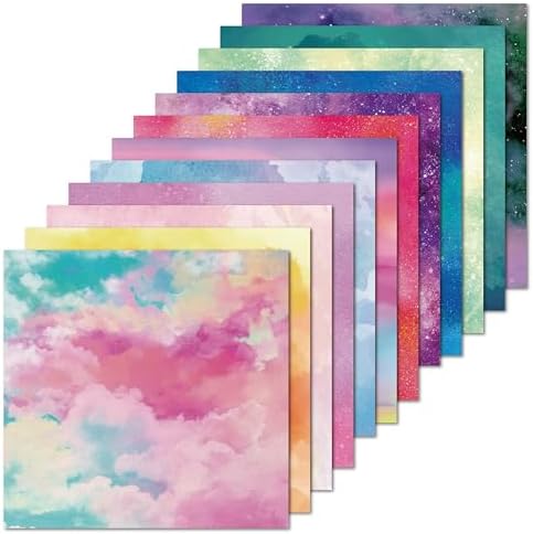 36 Sheets 6x6 Double Sided Cardstock Paper Pad - Shimmer Watercolor Pearl - 200gsm Heavyweight Decorative Scrapbook Paper for Card Making Journaling Origami Scrapbooking Supplies