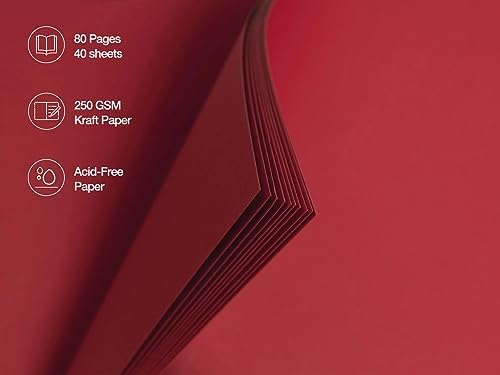 potricher 12 x 12 Inch Large DIY Scrapbook Photo Album 80 Pages, Red | Thick Kraft Paper Scrap Book Photo Albums, Memory Book for Wedding, Anniversary, Baby, Family, Travel, DIY Projects