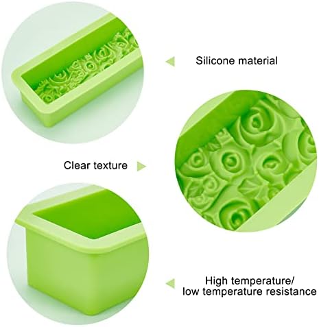 PH PandaHall Rose Loaf Mold, Flower Silicone Mold 3D Embossed Crafts Mold Soap Molds Rectangle Resin Casting Molds for Handmade Craft UV Resin Soap Candle Making, 9.8x3.2x2.1inch 650ml/22oz