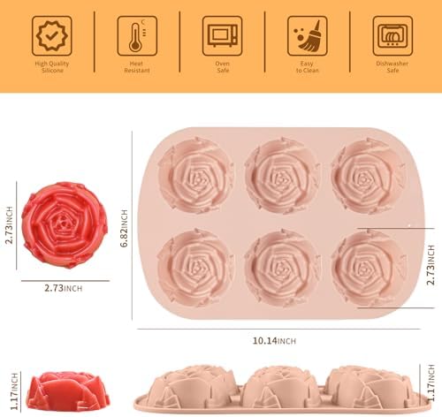 Rose Silicone Mold, 3 Pack Rose Candle Molds 18 Cavity