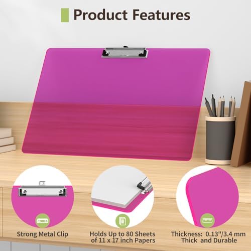 Extra Large Clipboard, 11 x 17 Red Plastic Drawing Board
