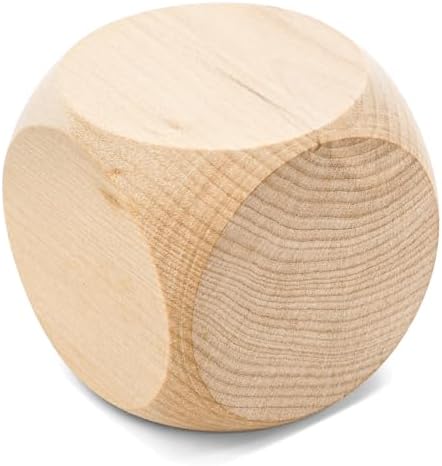 ZEAYEA 20 Pcs Blank Wooden Dice, 2 inch Unfinished Square Blocks, Blank 6 Sided Wood Cubes with Rounded Corners for Building Blocks, DIY Craft Projects, Party Supplies