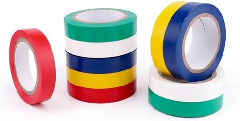 Amazon Basics Strong Adhesive Electrical Tape for Home, DIY, Automotive, Electrical Protection, Labeling and Craft Projects, 1/2" x 6.66 yard, Multi-Color, 10-Pack