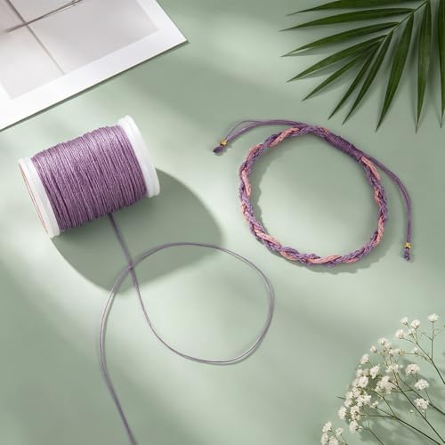 PH PandaHall 131 Yards 0.5mm Waxed Cord Purple Waxed Polyester Thread Purple Waxed String Twine Beading Cord for DIY Bracelet Making Necklace Crafting Jewelry Supplies Macrame Projects