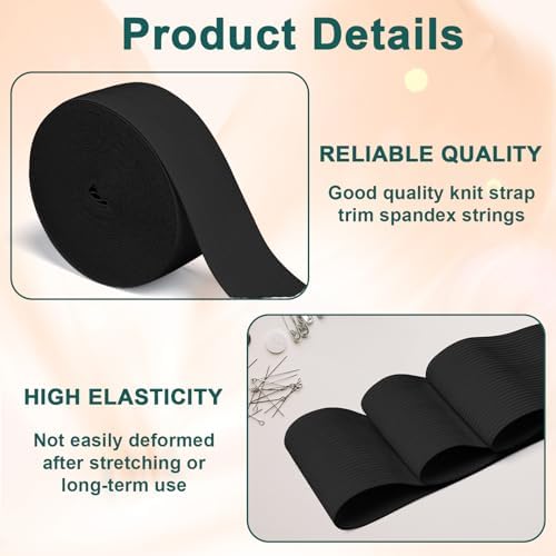 Airisoer Elastic Bands for Sewing 2 Inch x 32 Yards, Black