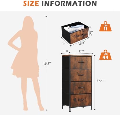 Sweetcrispy Dresser for Bedroom, 4 Drawer Storage Organizer for Closet