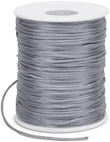 1.5mm Nylon Cord 328 Feet Satin Cord Nylon String for Bracelets, Bracelet Thread Bead String for Jewelry Making, Necklace, Chinese Knotting, Beading, DIY Crafts (Grey)